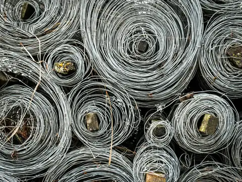 Coils of galvanised steel wire