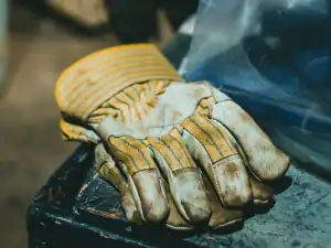 Work gloves resting on site