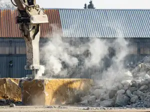 Breaker at work on a demolition site