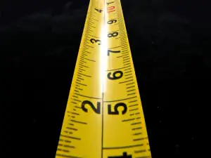 Close-up of a steel measuring tape blade