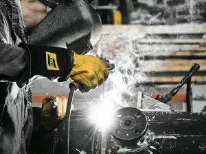 Welder working on a steel fabrication